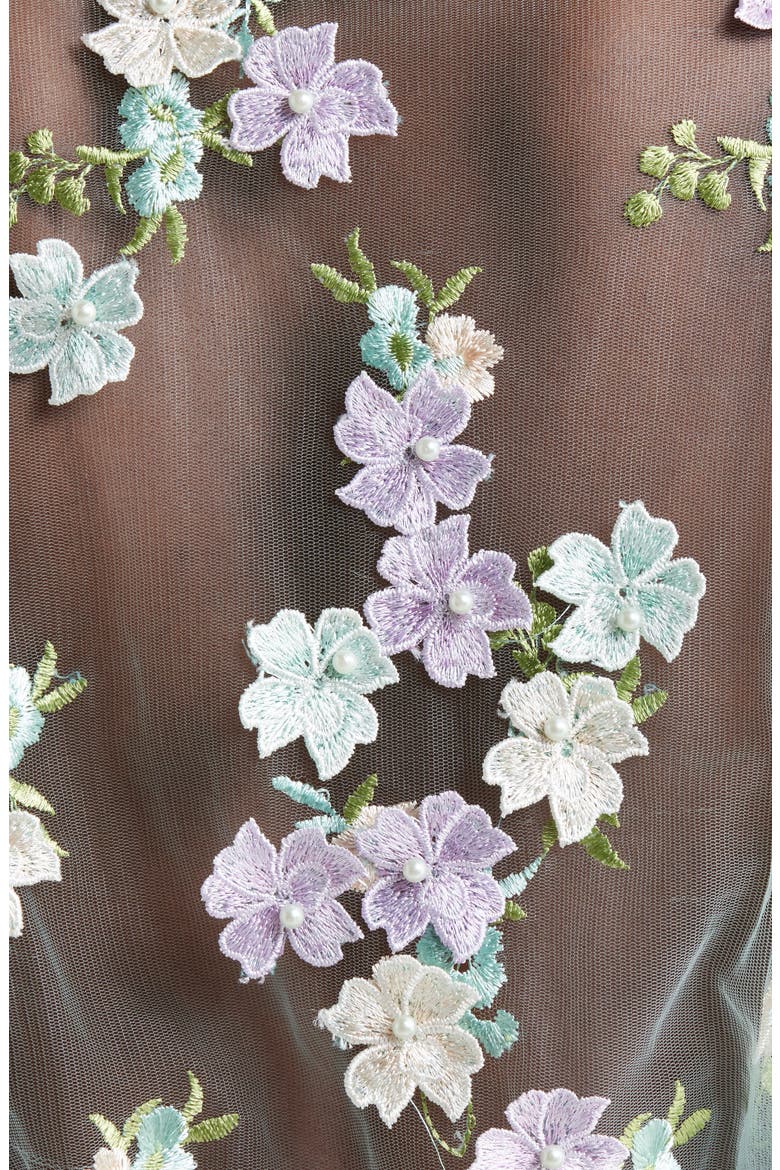 Floral Embroidered Sheer Mesh Robe, Alternate, color, POWDER BLUE MULTI