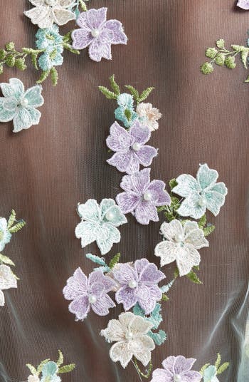 Floral Embroidered Sheer Mesh Robe
