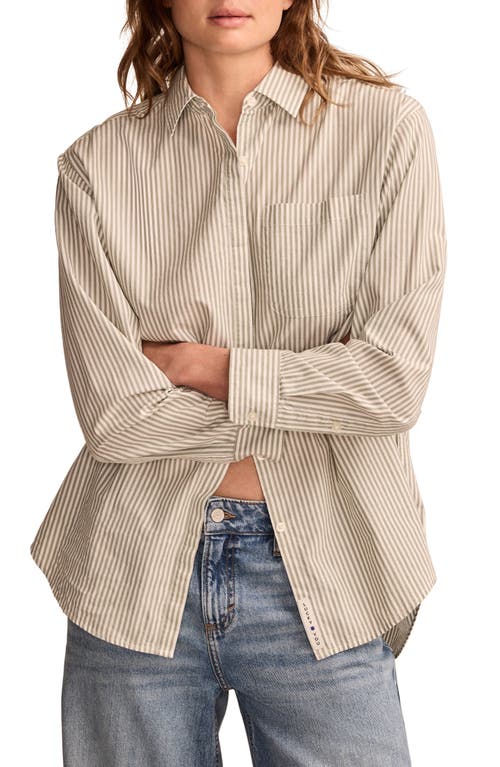 LUCKY BRAND LUCKY BRAND STRIPE OVERSIZE BUTTON BACK COTTON BUTTON-UP SHIRT 