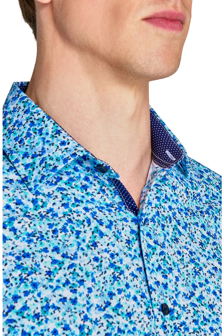 Slim Fit Watercolor Floral Performance Dress Shirt, Alternate, color, BLUE FLORAL COMBO