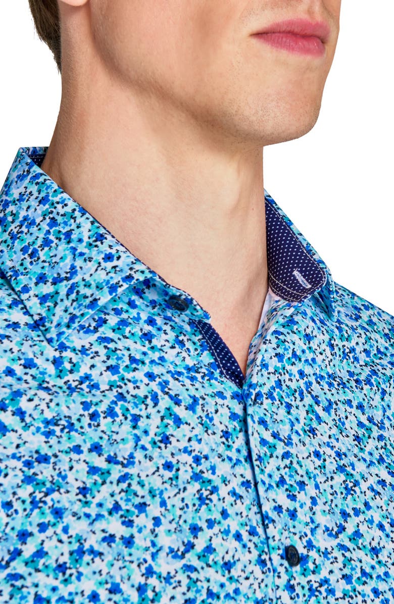 W.R.K Slim Fit Watercolor Floral Performance Dress Shirt, Alternate, color, Blue Floral Combo