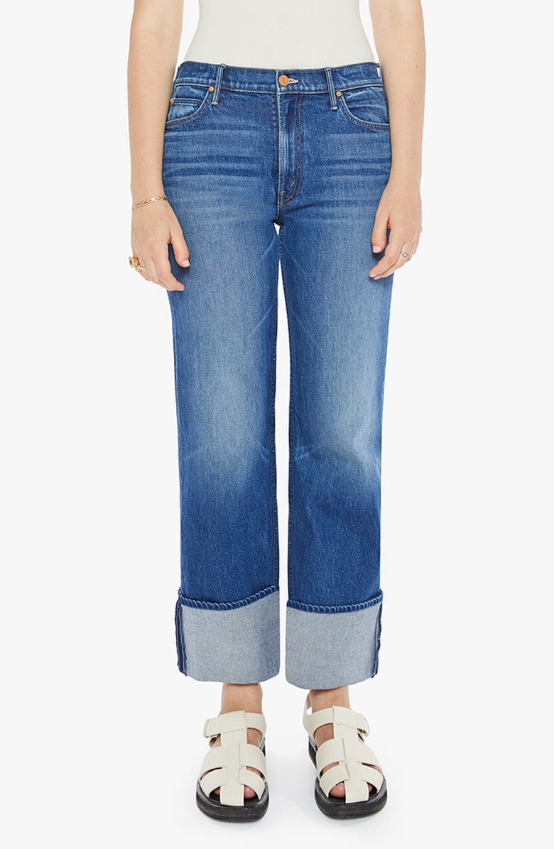 MOTHER The Checkerboard Duster Flood Cuff Jeans, Main, color, Bunny Hop