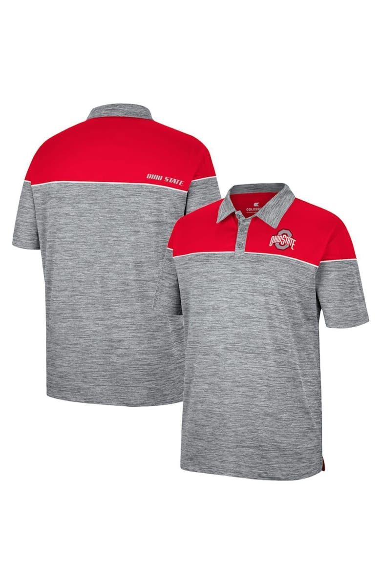 COLOSSEUM Men's Colosseum Heathered Gray/Scarlet Ohio State Buckeyes Birdie Polo, Alternate, color, 