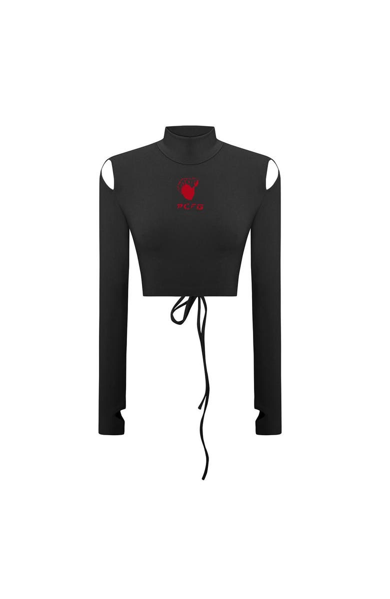 PCFG Cotton Long Sleeve Crop Top, Main, color, Black