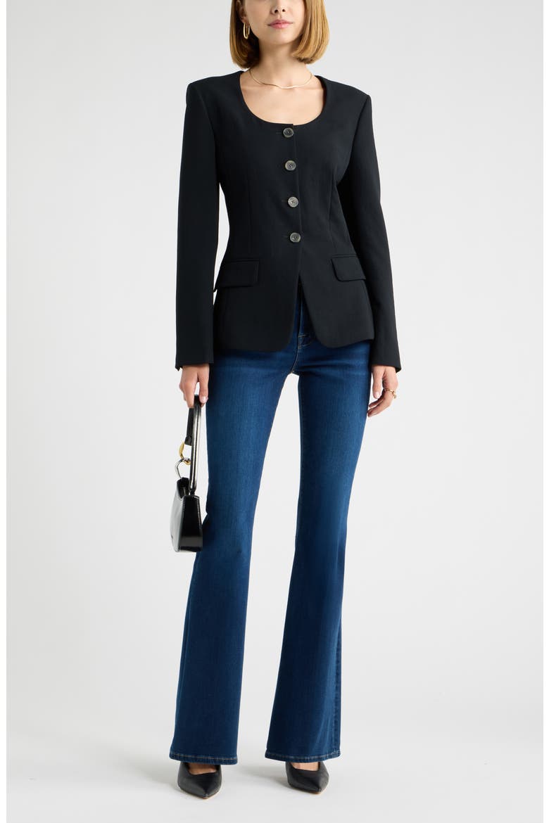 Curator Crepe Scoop Neck Blazer, Alternate, color, BLACK