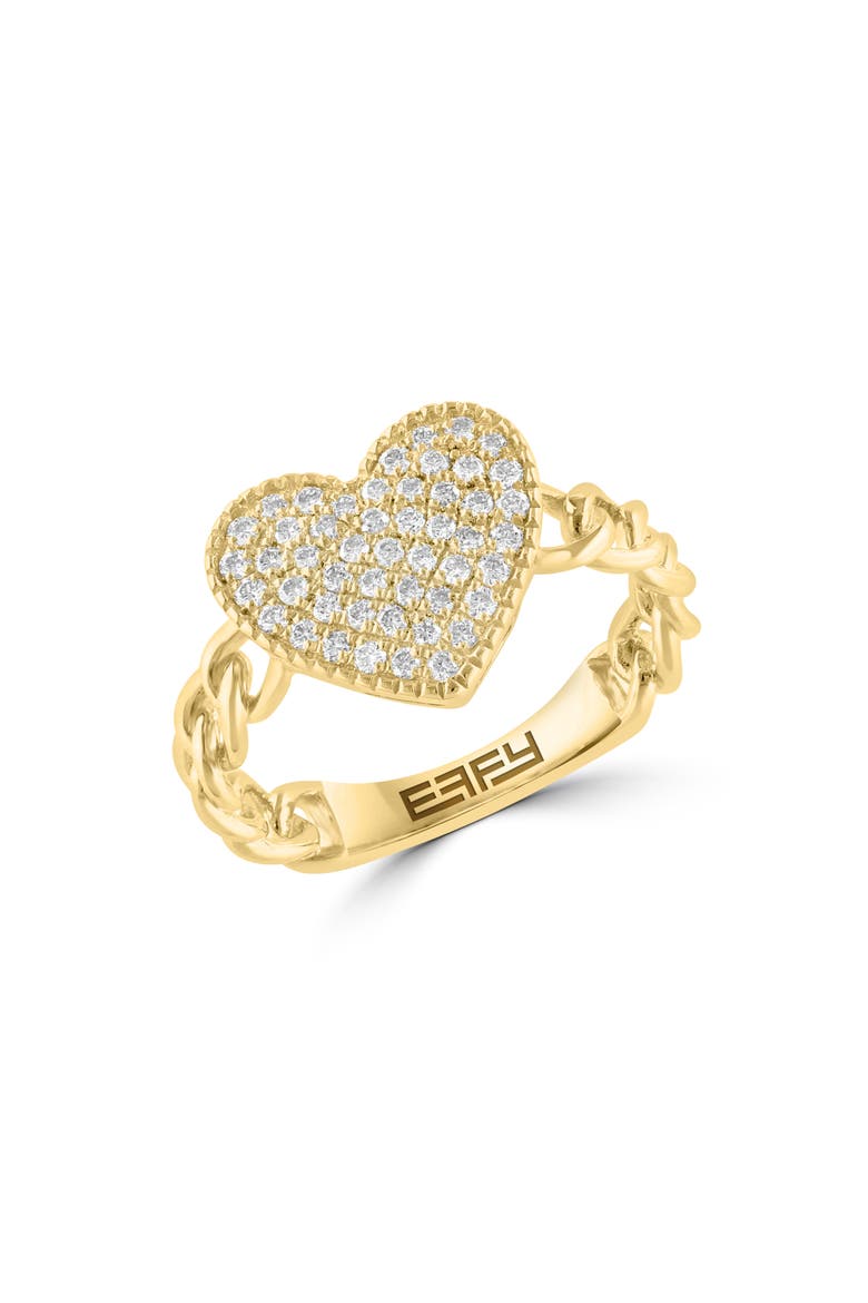 Pavé Diamond Heart Ring, Main, color, GOLD