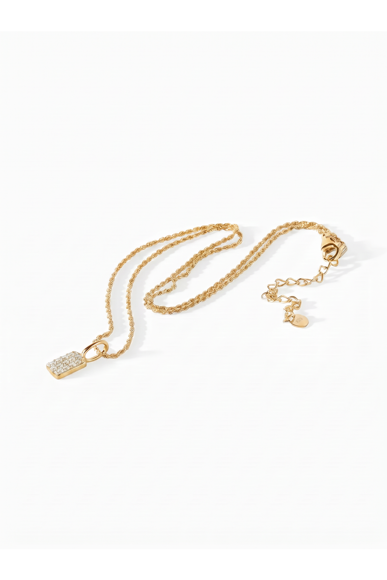 The Tracy Tiny Tag Necklace, Main, color, Gold/White CZ