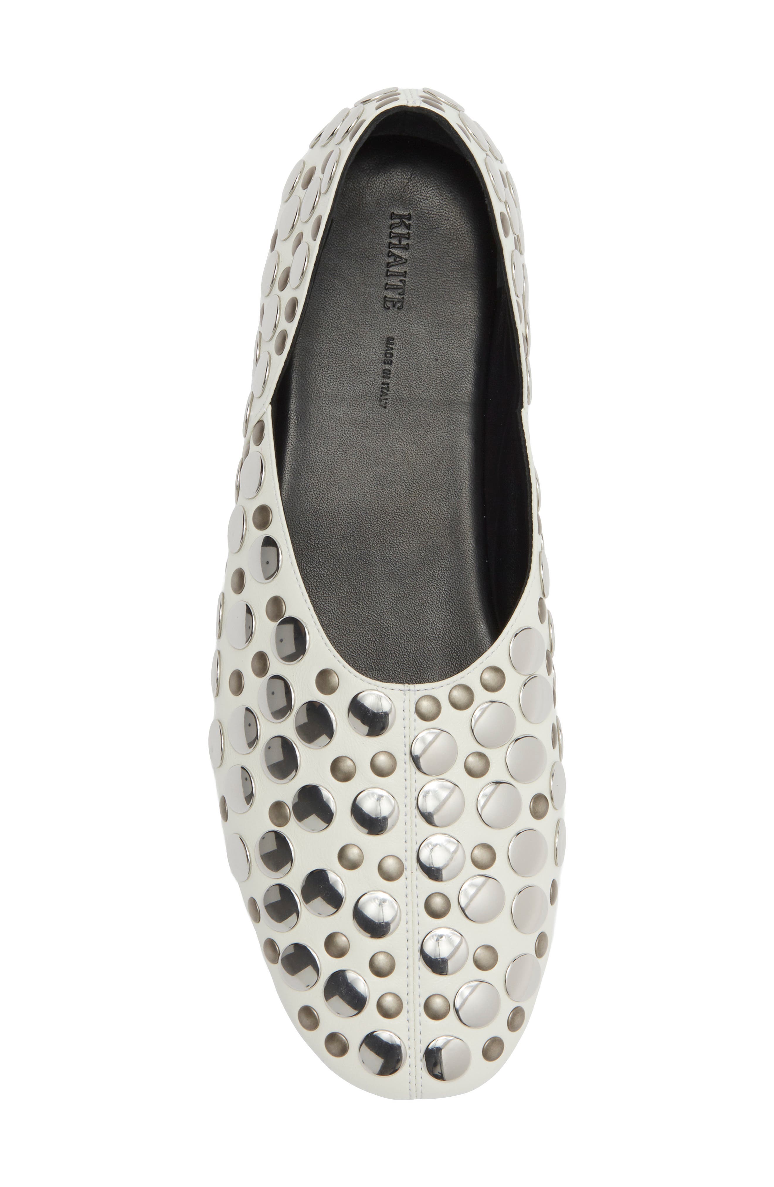 Khaite Jane Stud Ballet Flat, Alternate, color, Optic White