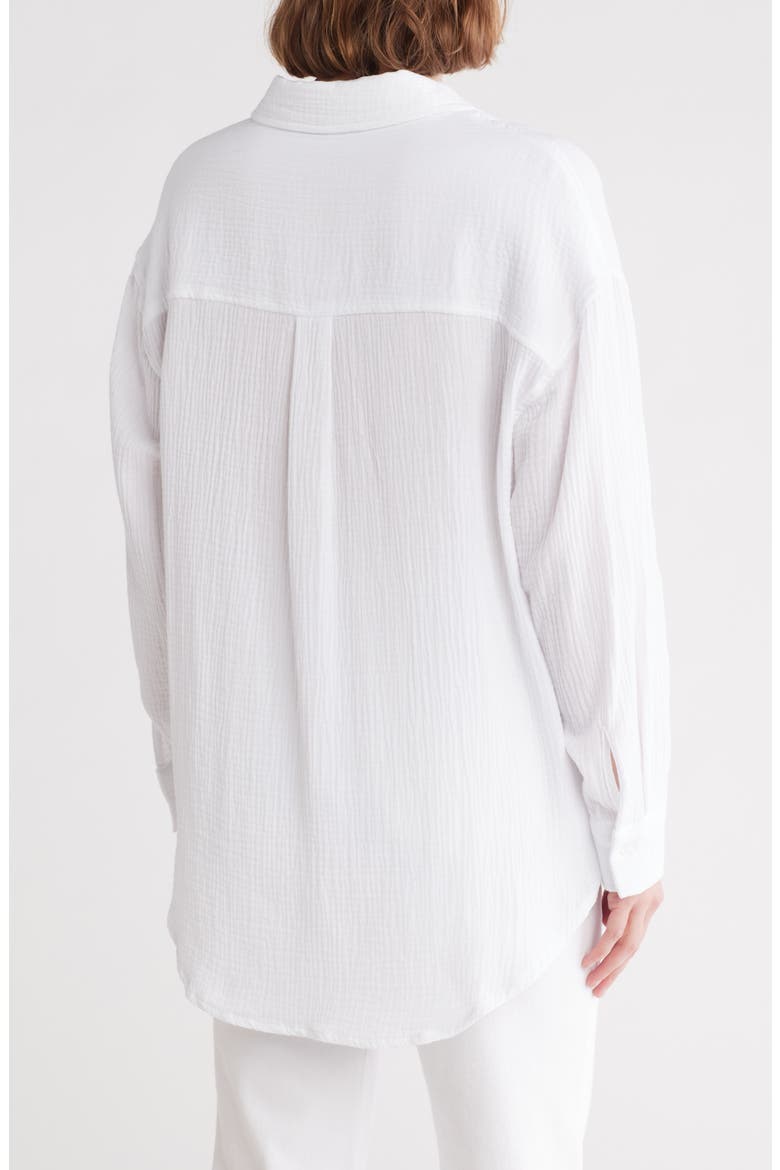Gauze Boyfriend Button-Up Shirt, Alternate, color, WHITE