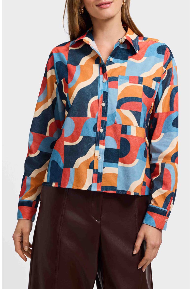 Marina Geo Print Cotton Corduroy Button-Up Shirt, Main, color, BLUE MULTI