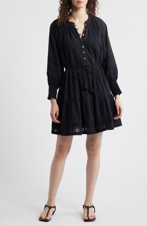 Meadow Long Sleeve Cotton Seersucker Minidress
