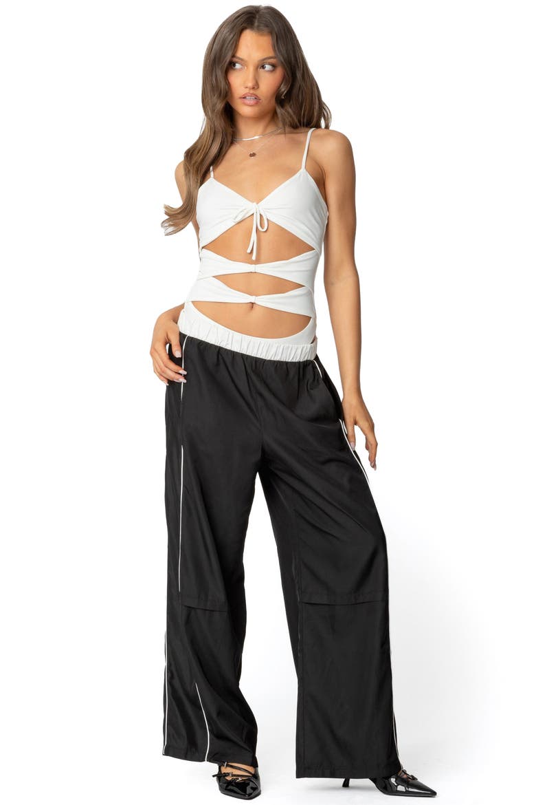 Ofir Contrast Waist Track Pants, Alternate, color, BLACK-AND-WHITE