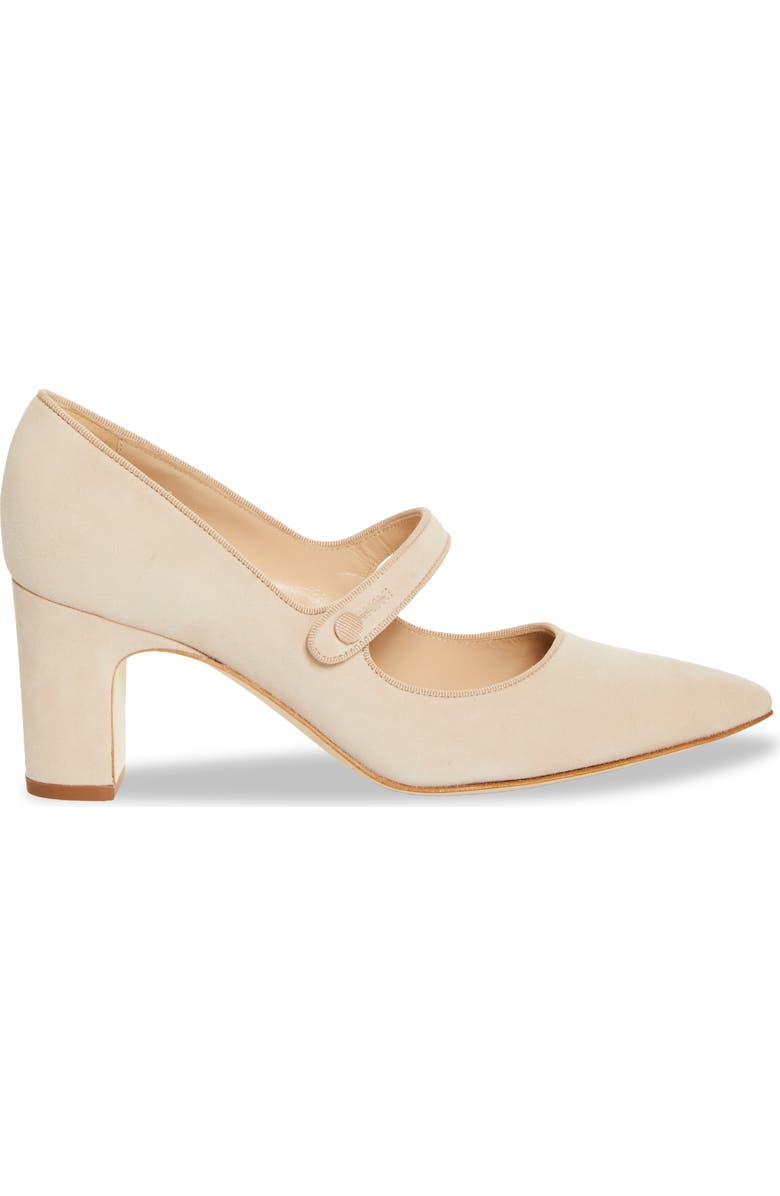 Manolo Blahnik Campariba Pointed Toe Mary Jane Pump, Alternate, color, Beige