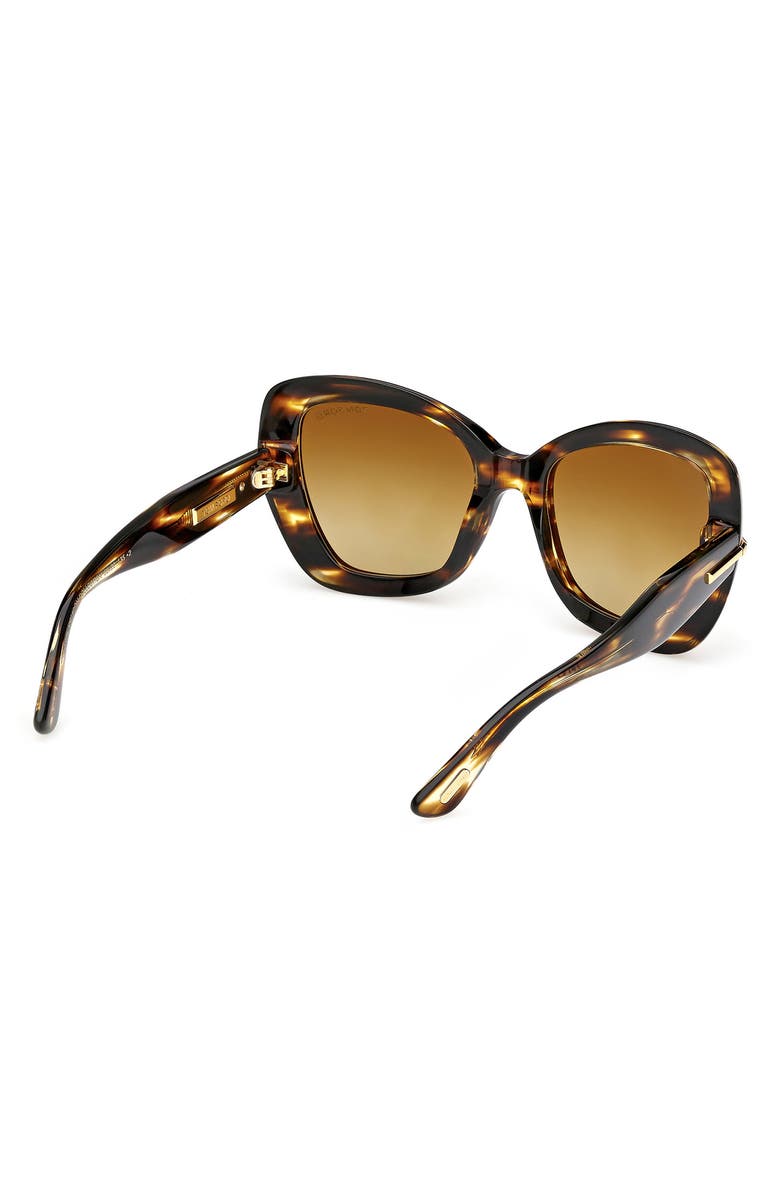 TOM FORD 55mm Butterfly Sunglasses, Alternate, color, Brown Striped Beveled/ Brown
