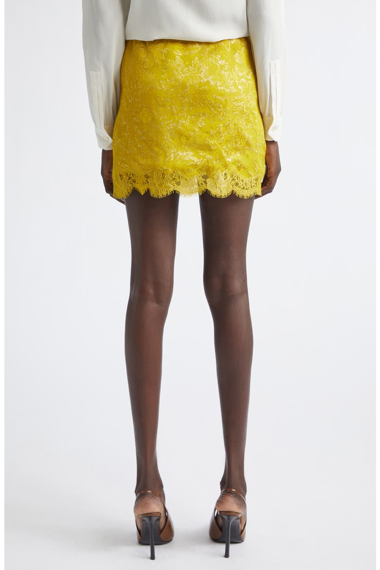 Baroque Jacquard & Lace Miniskirt, Alternate, color, JAUNE ACIDE OR