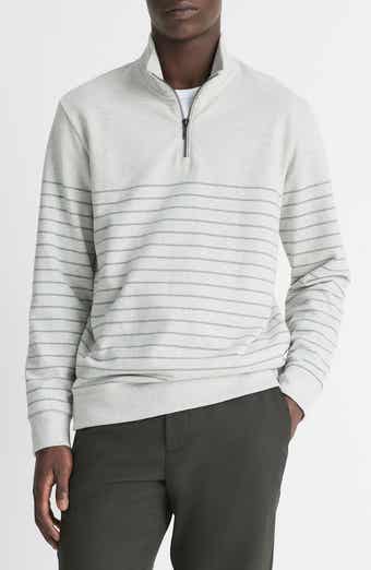 Vince Stripe Sueded Quarter-Zip Top