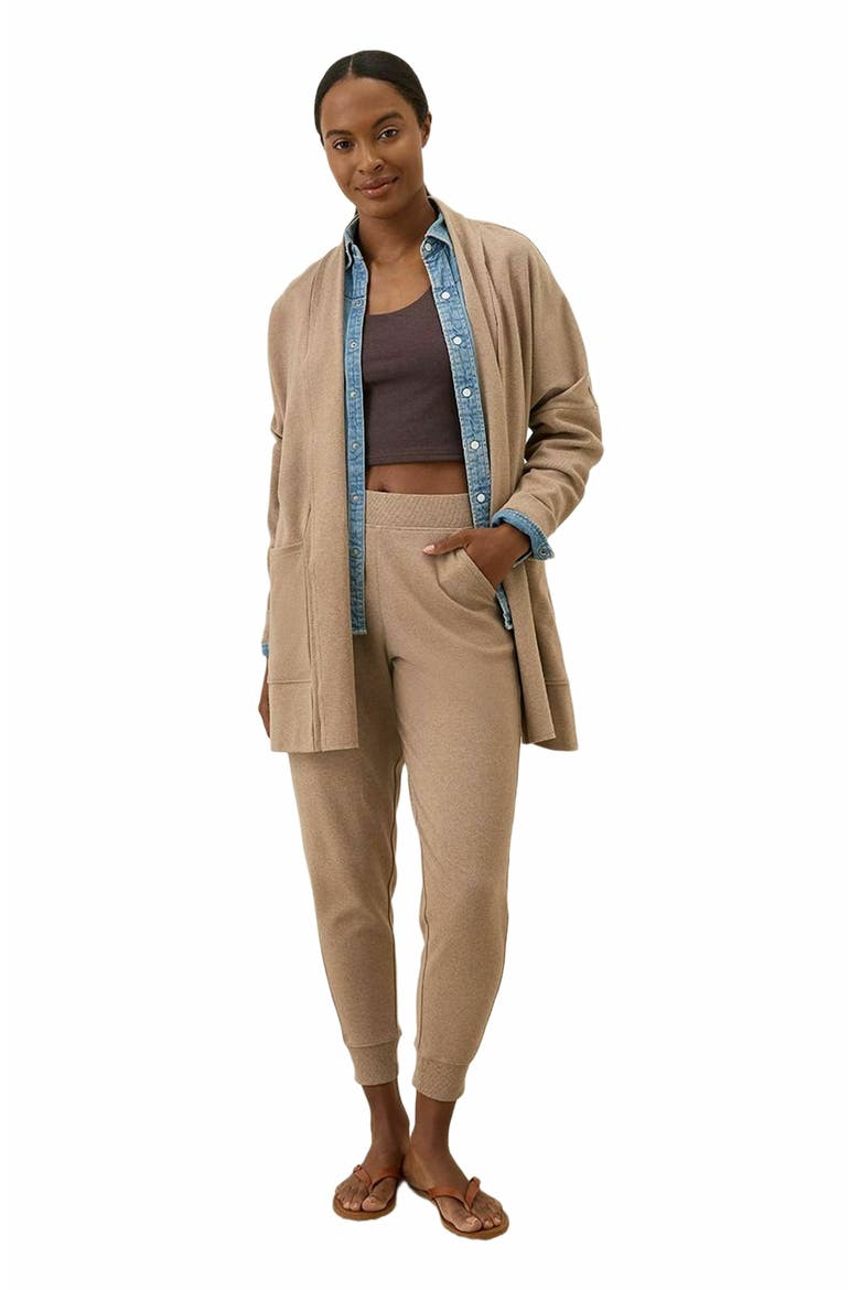 Organic Cotton Airplane Wrap Cardigan, Alternate, color, Sesame Heather
