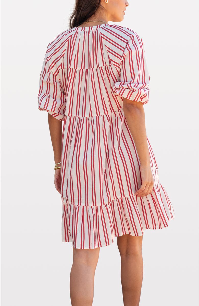 Voyageur by MERSEA Sonnet Short Tiered Dress, Alternate, color, Scarlet Red Stripe