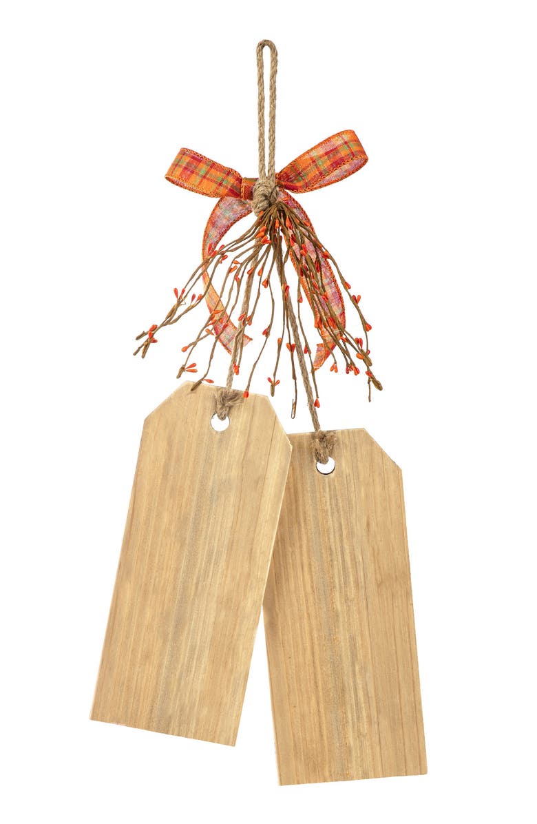 Glitzhome Thanksgiving Wooden Give Thanks Hello Fall Door Hanger, Alternate, color, White