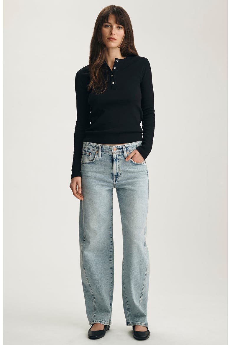 Nica Twist Seam High Waist Barrel Jeans, Alternate, color, LIGHT USED DENIM