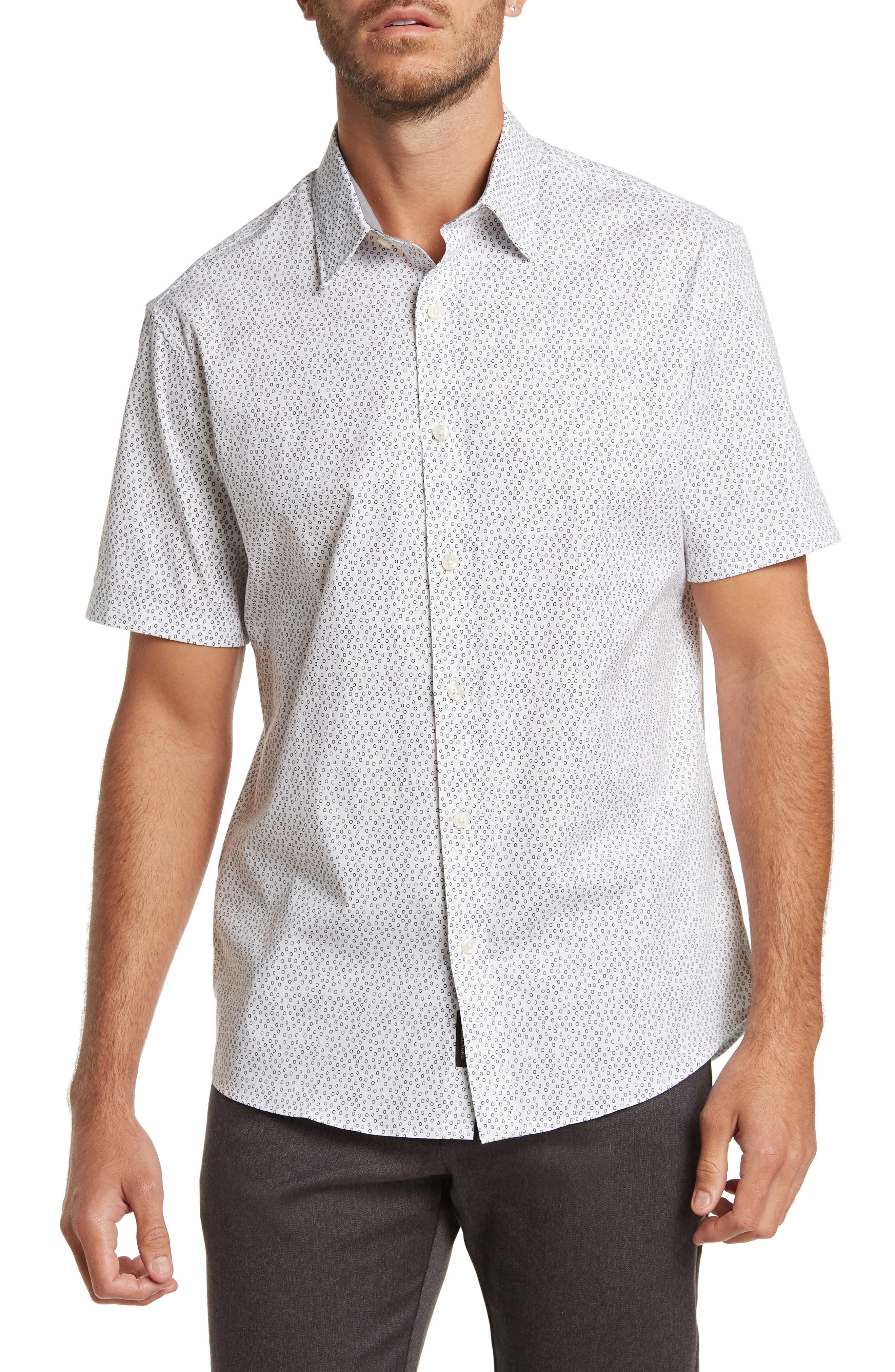 Michael Kors Circle Print Short Sleeve Slim Fit Shirt (Men) | Nordstromrack