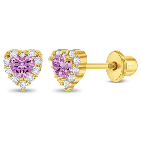 Cubic Zirconia Encrusted Heart Earrings