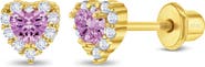In Season Jewelry Cubic Zirconia Encrusted Heart Earrings