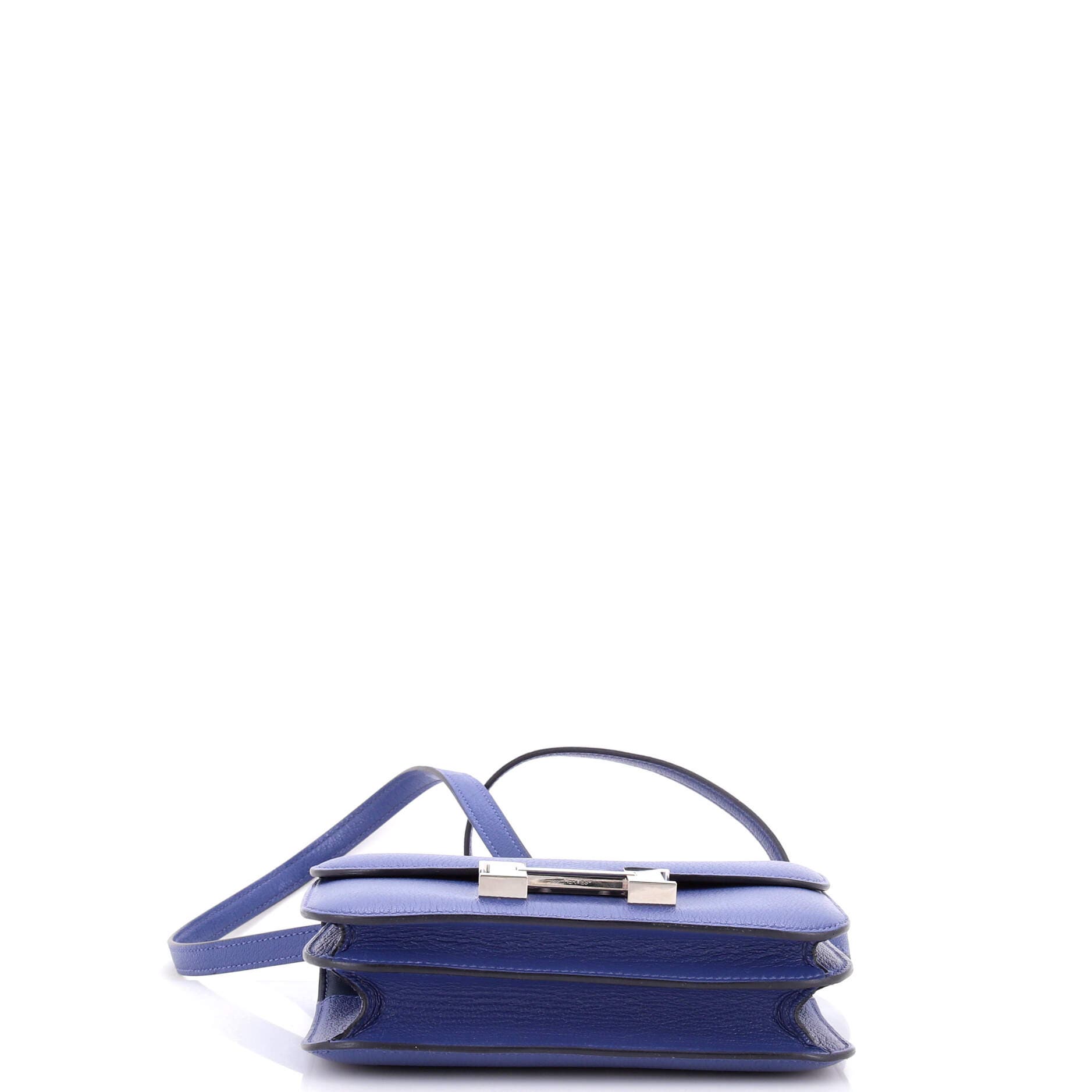 Pre-Owned Hermes Constance Bag Verso Chevre Mysore 18, Alternate, color, Bleu Brighton/Bleu De Prusse