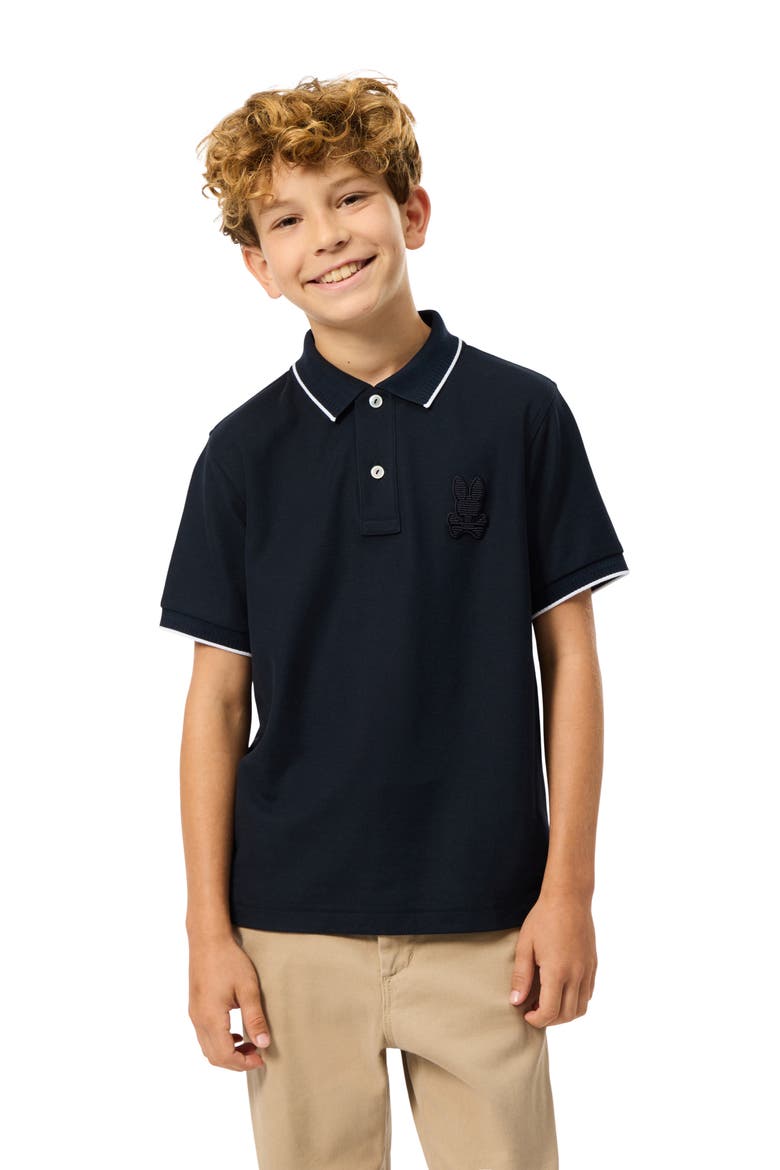 Kids' Kingston Tipped Piqué Polo, Alternate, color, NAVY