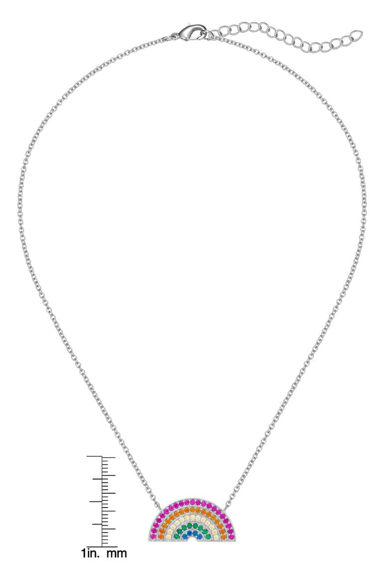 Kids' Rainbow Cubic Zirconia Pendant Necklace, Alternate, color, MULTI SILVER