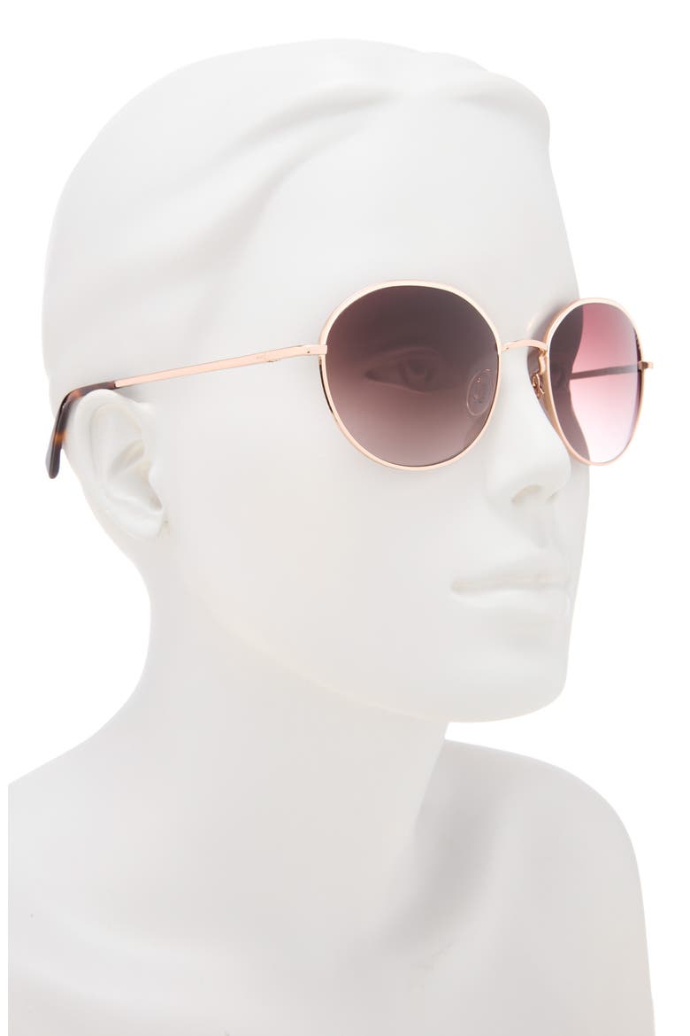 56mm Gradient Round Sunglasses, Alternate, color, ROSE GOLD