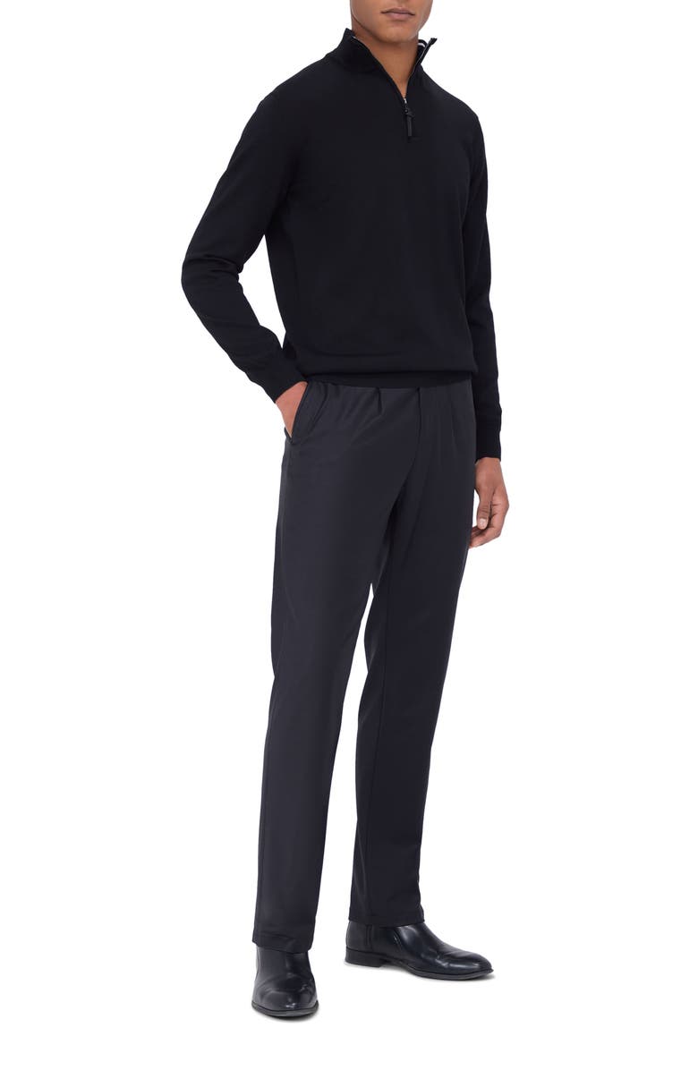 Bugatchi Merino Wool Quarter Zip Pullover, Alternate, color, Black
