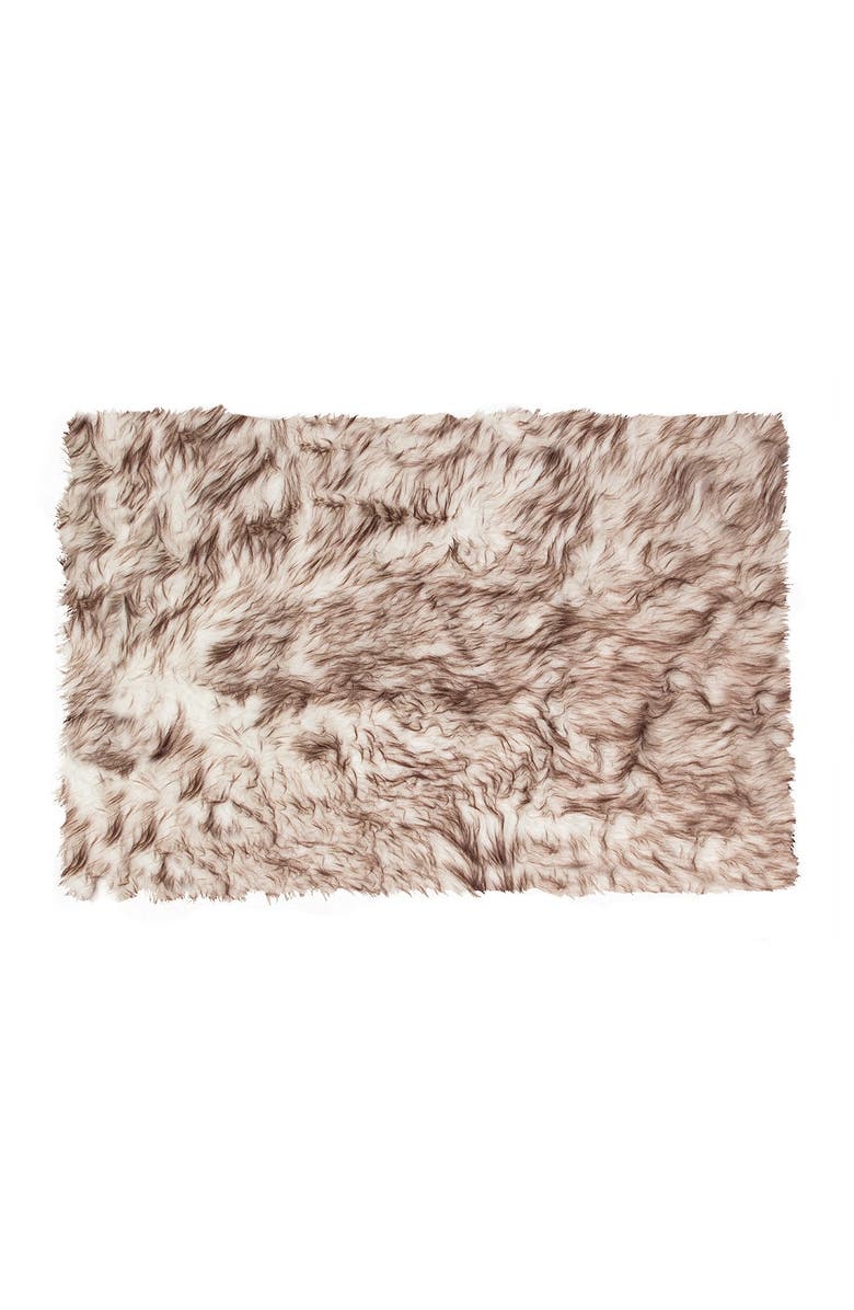 LUXE Faux Fur Hudson Rectangular Rug - 2ft x 3ft - Gradient Chocolate, Main, color,