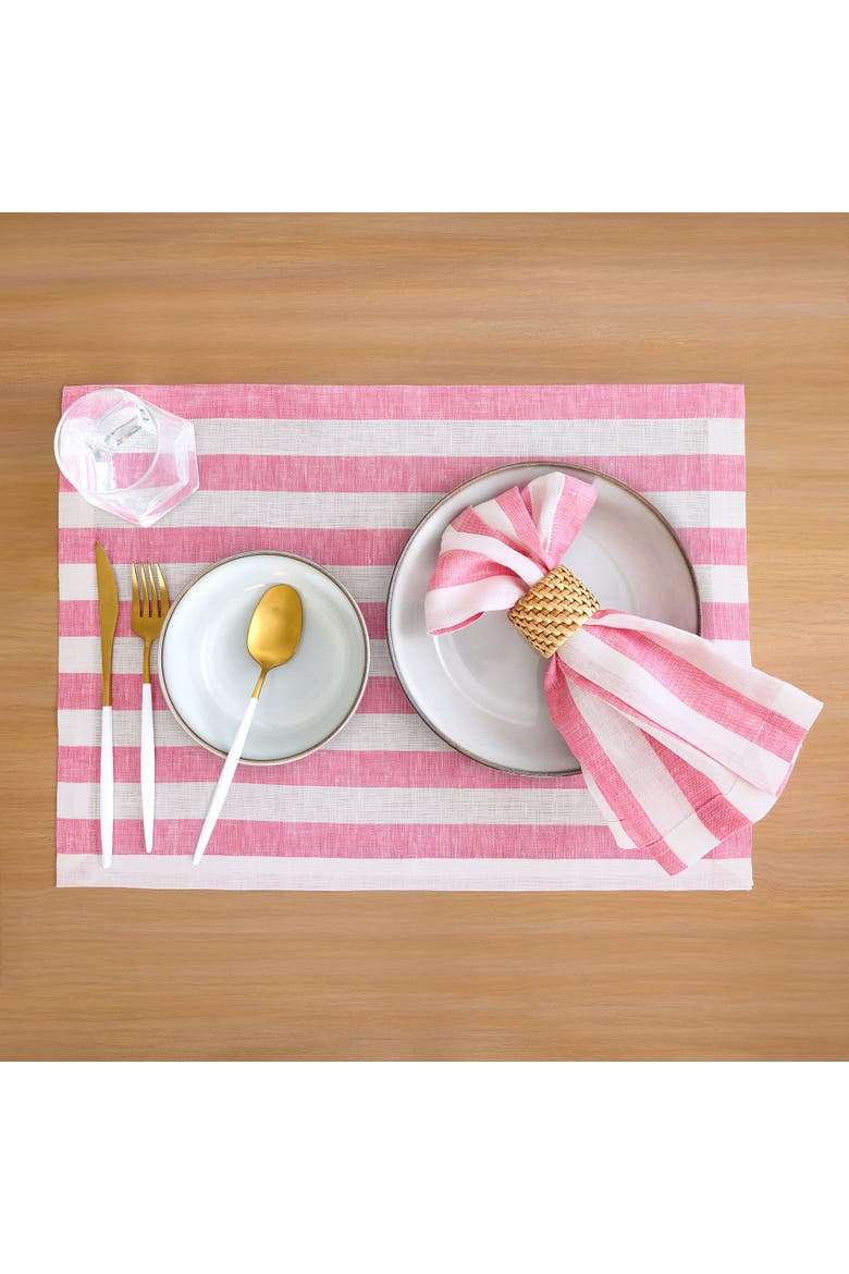 Linen Dinner Napkins Set of 4, 20 x 20" - Sorrento Stripe, Alternate, color, Chateau Rose and White