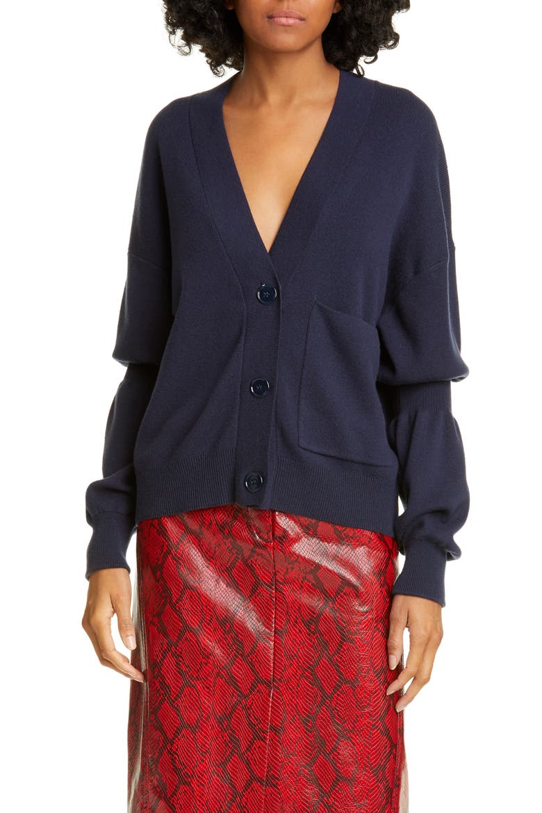 Double Cuff Cardigan, Main, color, NAVY