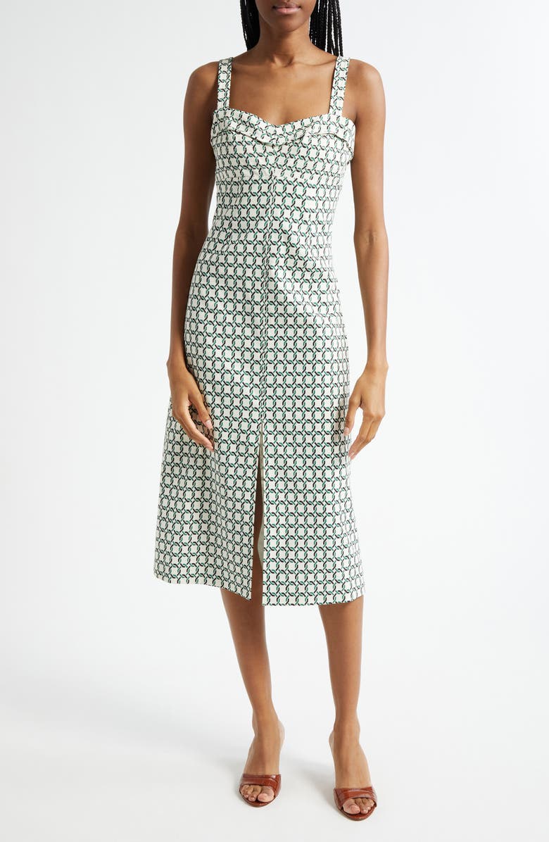 Veronica Beard Colleen Chain Print Cotton Blend Dress, Main, color, Dove Multi