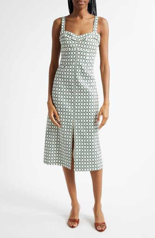Veronica Beard Colleen Chain Print Cotton Blend Dress In Green