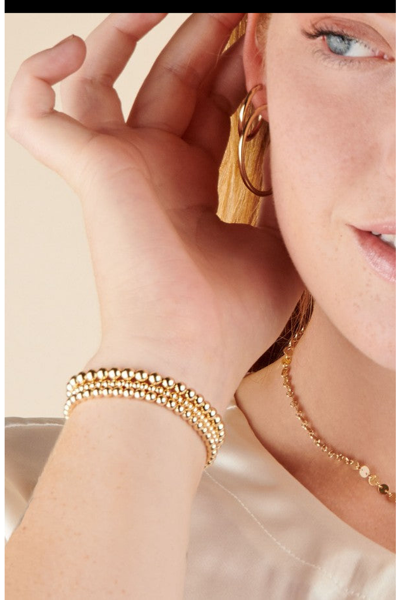 Shimmer 14K Gold Filled Bead Bracelet, Alternate, color, 7"/4mm
