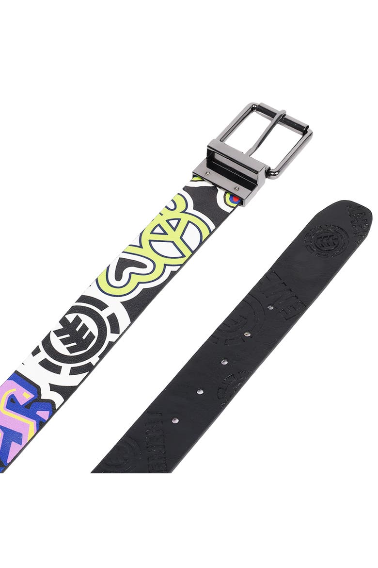 PU Reversible Belt with Debossed Logo & Graphic Print, Alternate, color, BLACK