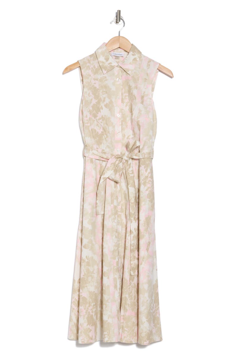 Calvin Klein Floral Sleeveless Cotton Shirtdress, Alternate, color, 