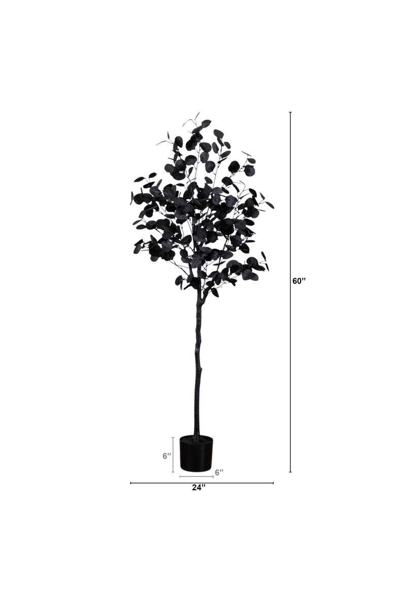 5-ft Artificial Halloween Black Eucalyptus Tree, Alternate, color, Black