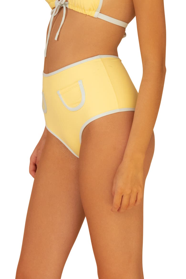 Polly Contrast Trim Bikini Bottoms, Alternate, color, SUNSHINE