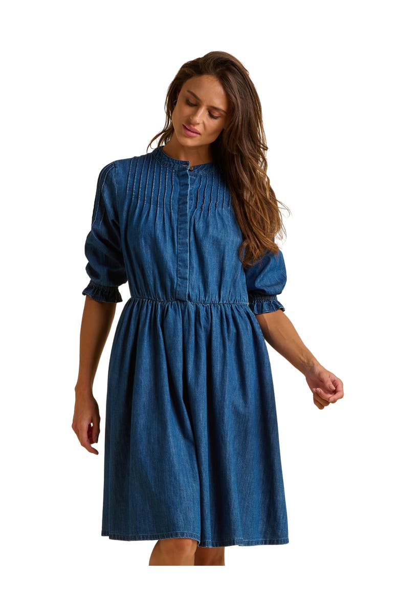 Icylyn 3/4 Sleeve Round Neck Midi Dress, Main, color, Blue
