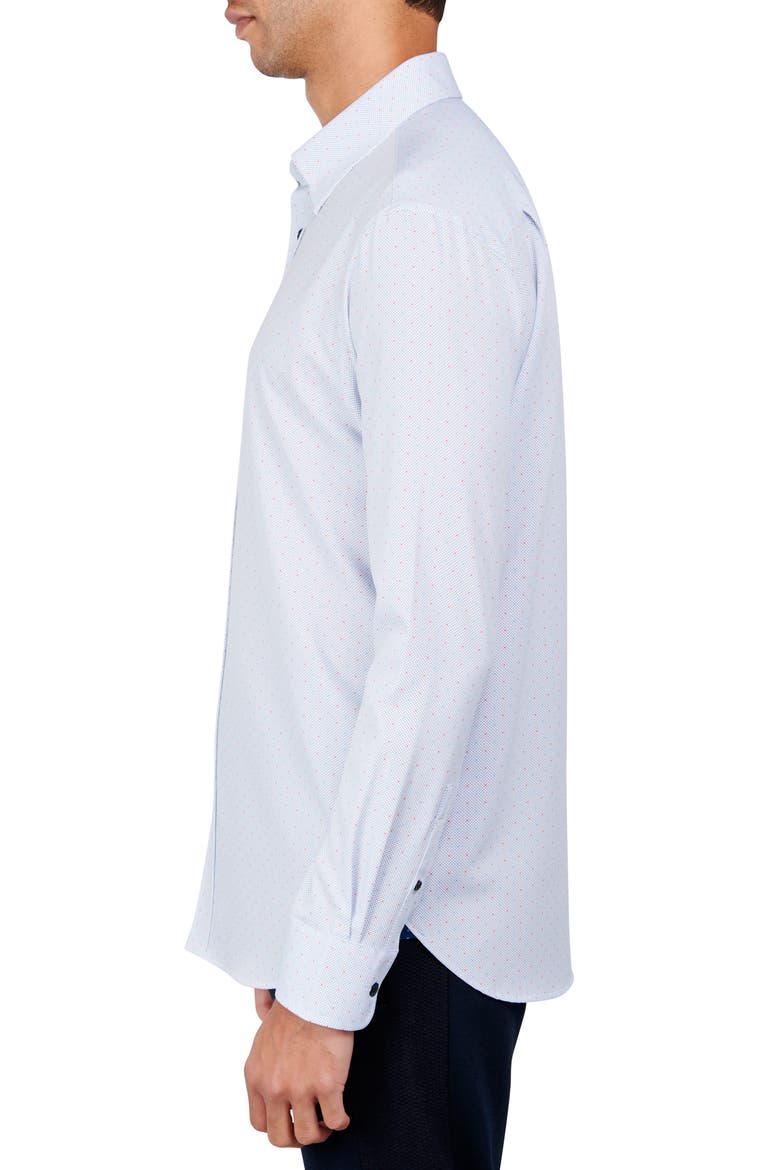 Regular Fit Dot Print Performance Stretch Dress Shirt, Alternate, color, WHITE
