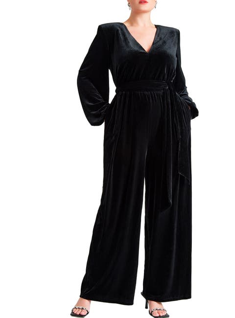 Velvet Wide Leg Jumpsuit (Plus Available)