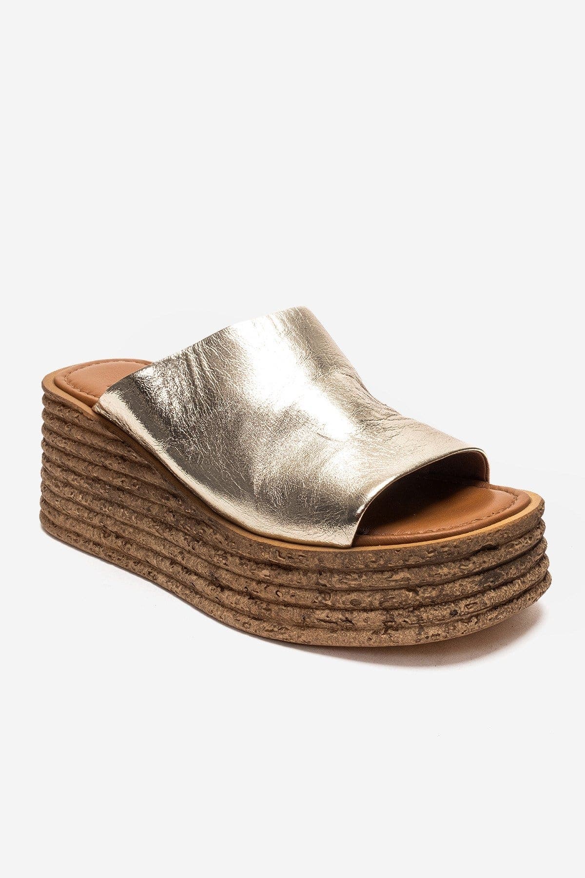 Forever & Always Shoes Marc Leather Wedge Sandal, Alternate, color, Gold