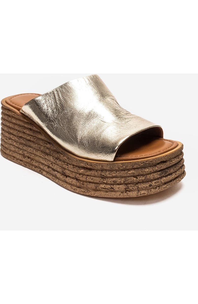 Forever & Always Shoes Marc Leather Wedge Sandal, Alternate, color, Gold