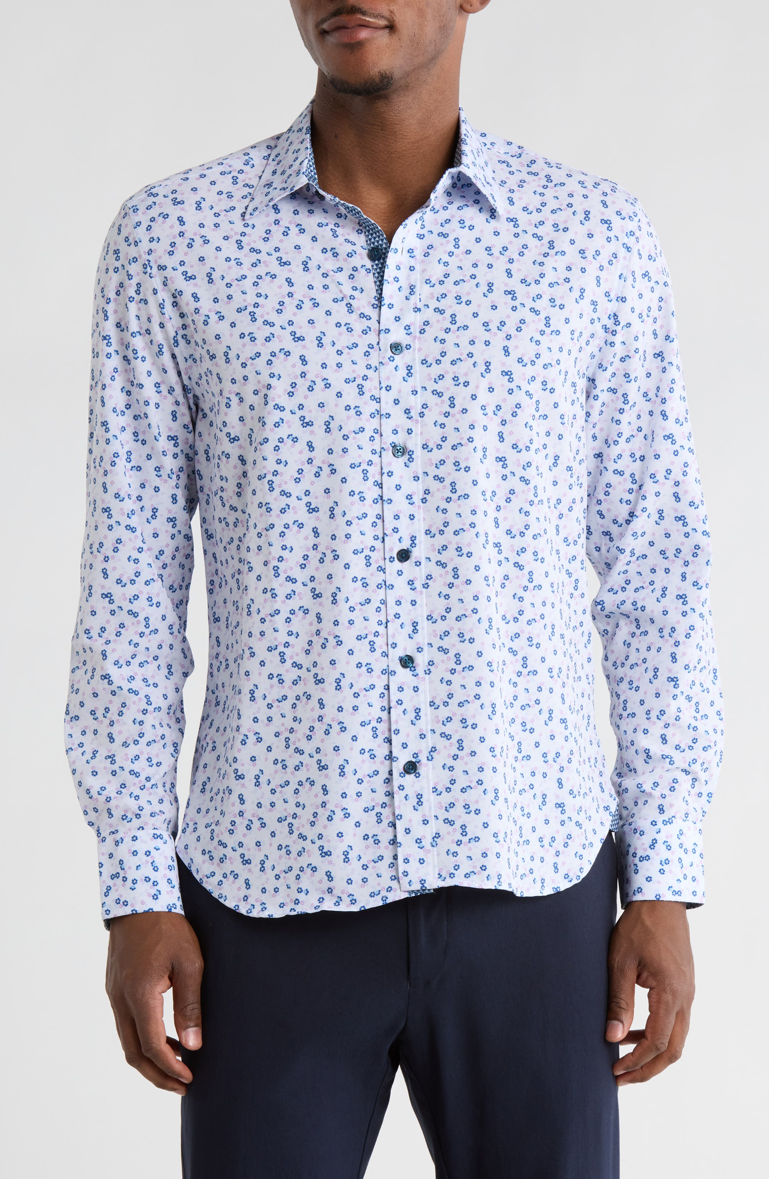 CONSTRUCT Daisy Floral Print Stretch Dress Shirt