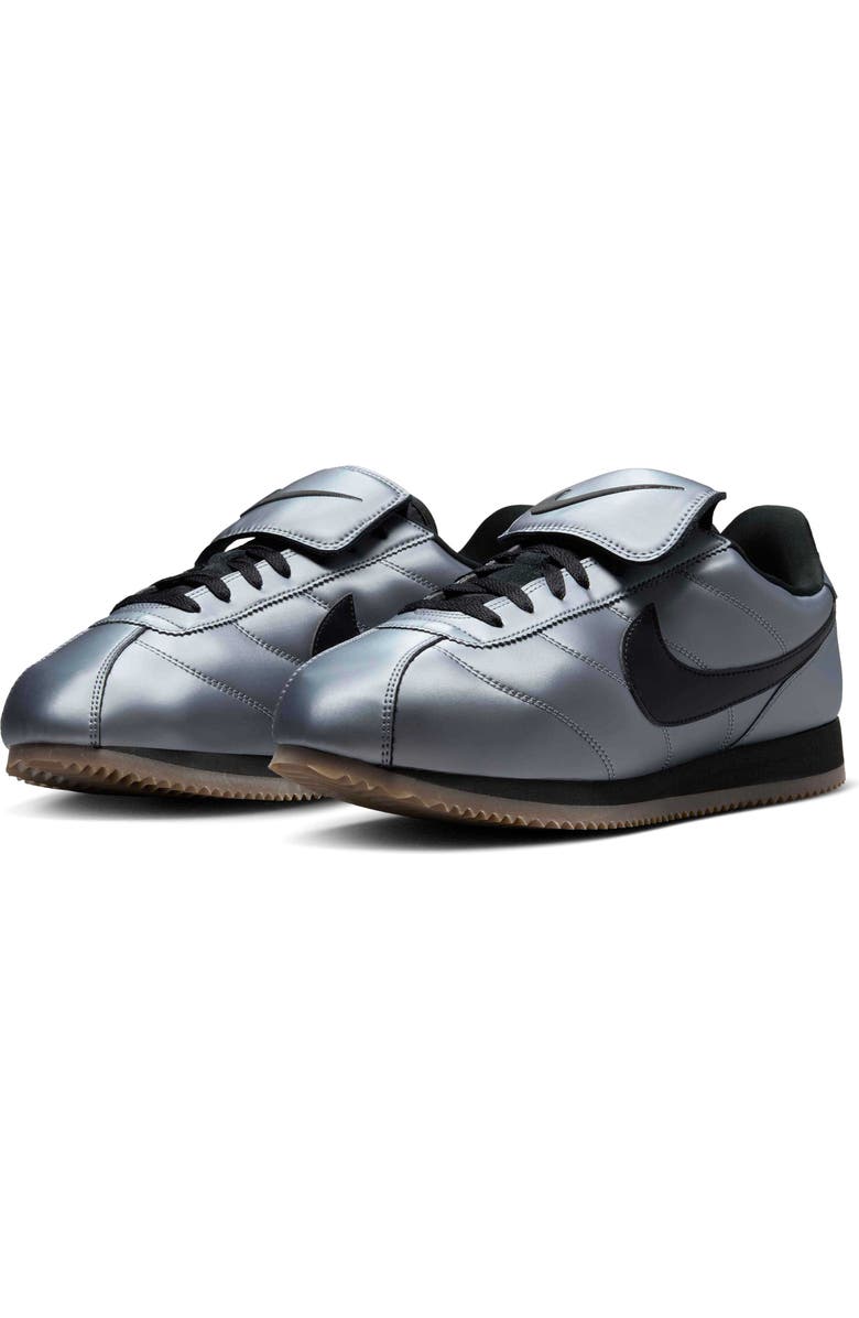 Nike Cortez Leather SE 'Metallic Cool Grey/Black' Soccer Sneaker, Main, color,