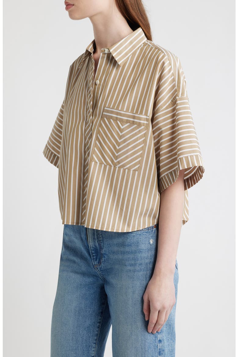 Marin Stripe Crop Button-Up Shirt, Alternate, color, SEA STRIPE